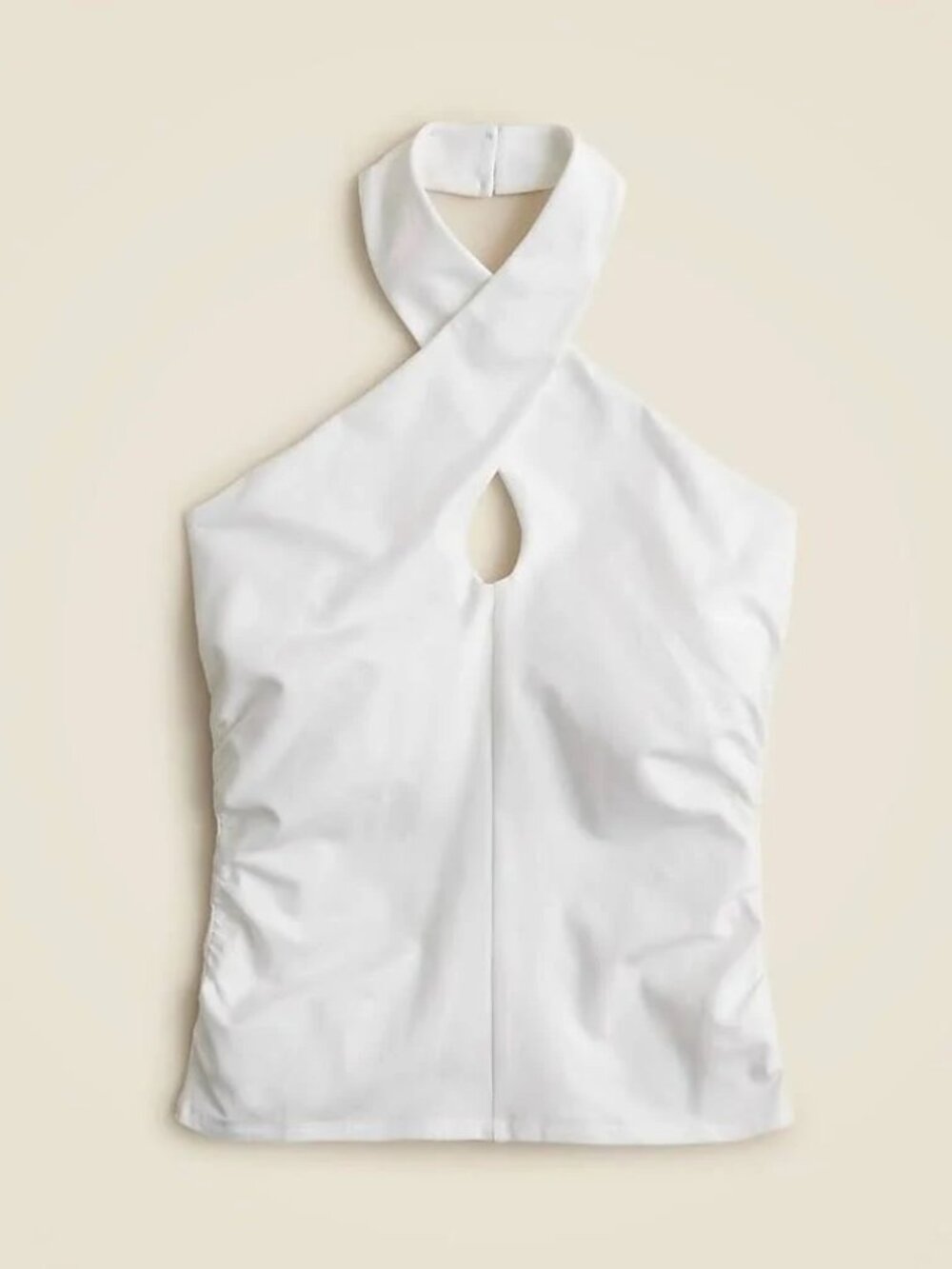 J. Crew Stretch Cotton Halter Top Twist Tank White Size XXL NWT